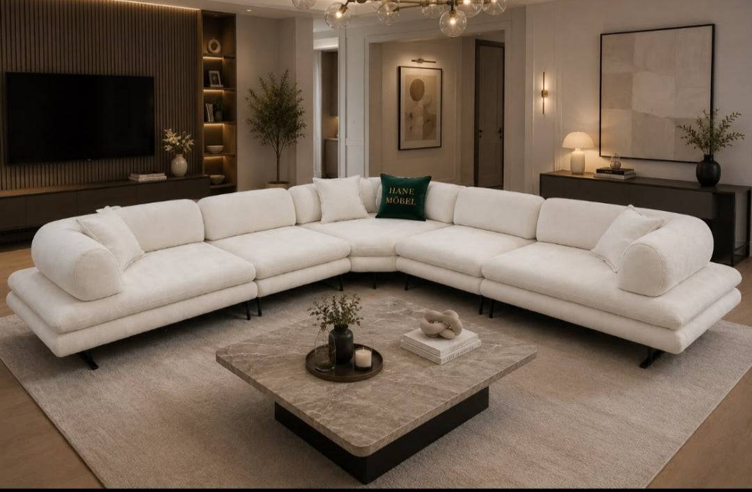 Açıq Böz U-formalı Böyük Künc Divanı – Levent Mebel Bakı - Levent Mebel