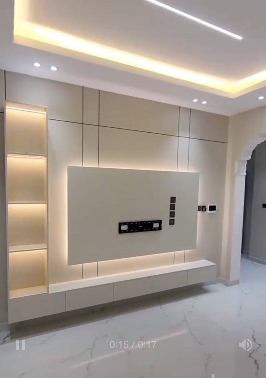 LED İşıqlı TV Divar Unitası – Lüks Qonaq Otağı Mebeli - Levent Mebel