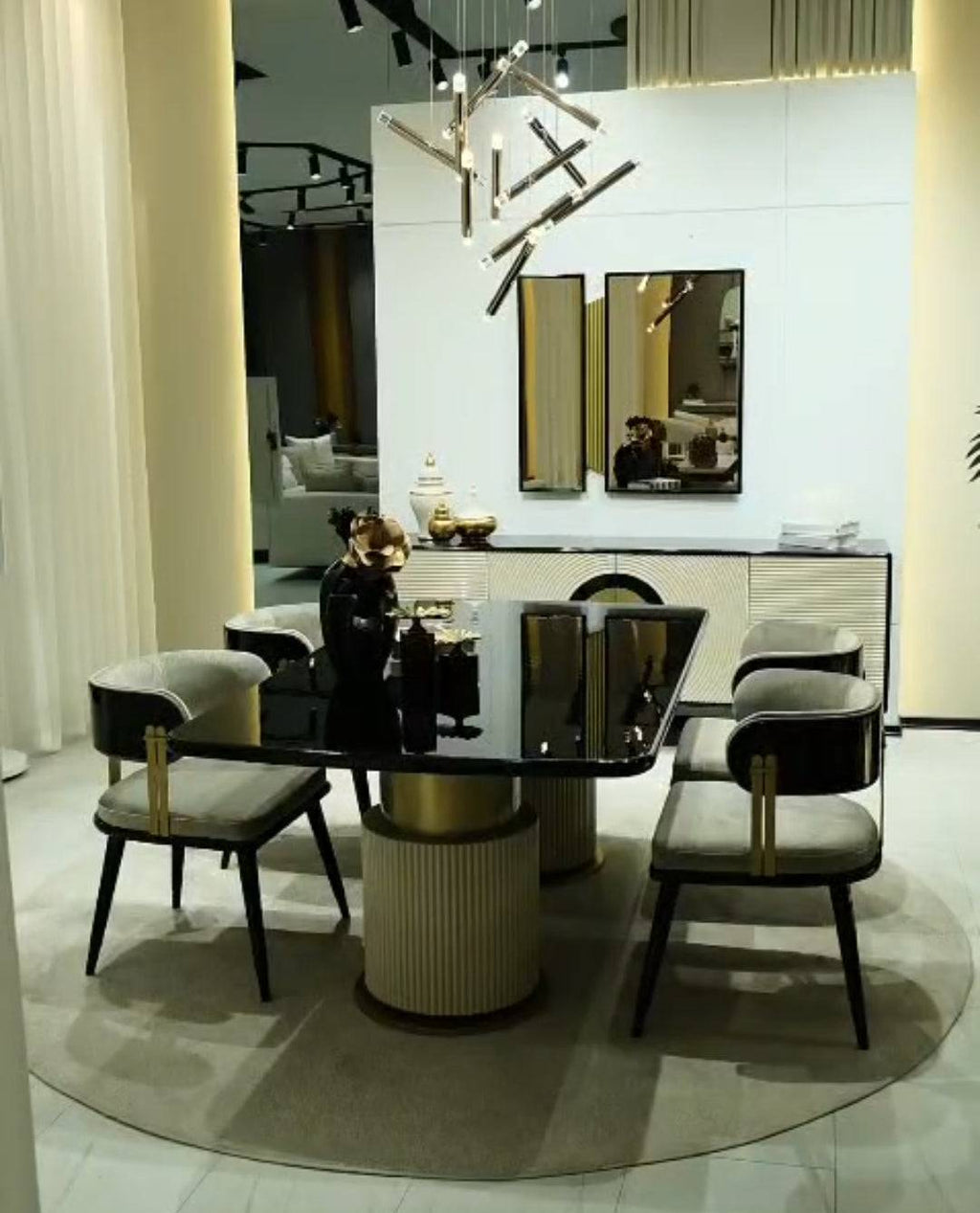 Premium Yemək Otağı Dəsti – Şüşə Masa və Kreslolar - Levent Mebel