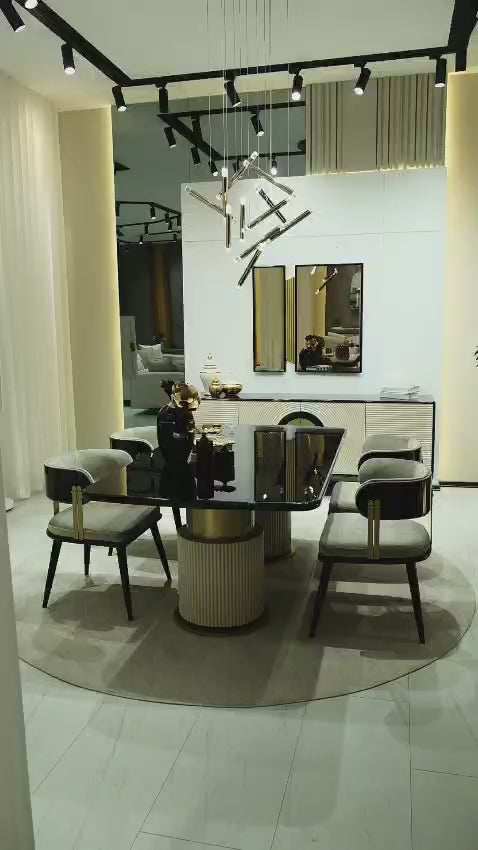 Premium Yemək Otağı Dəsti – Şüşə Masa və Kreslolar